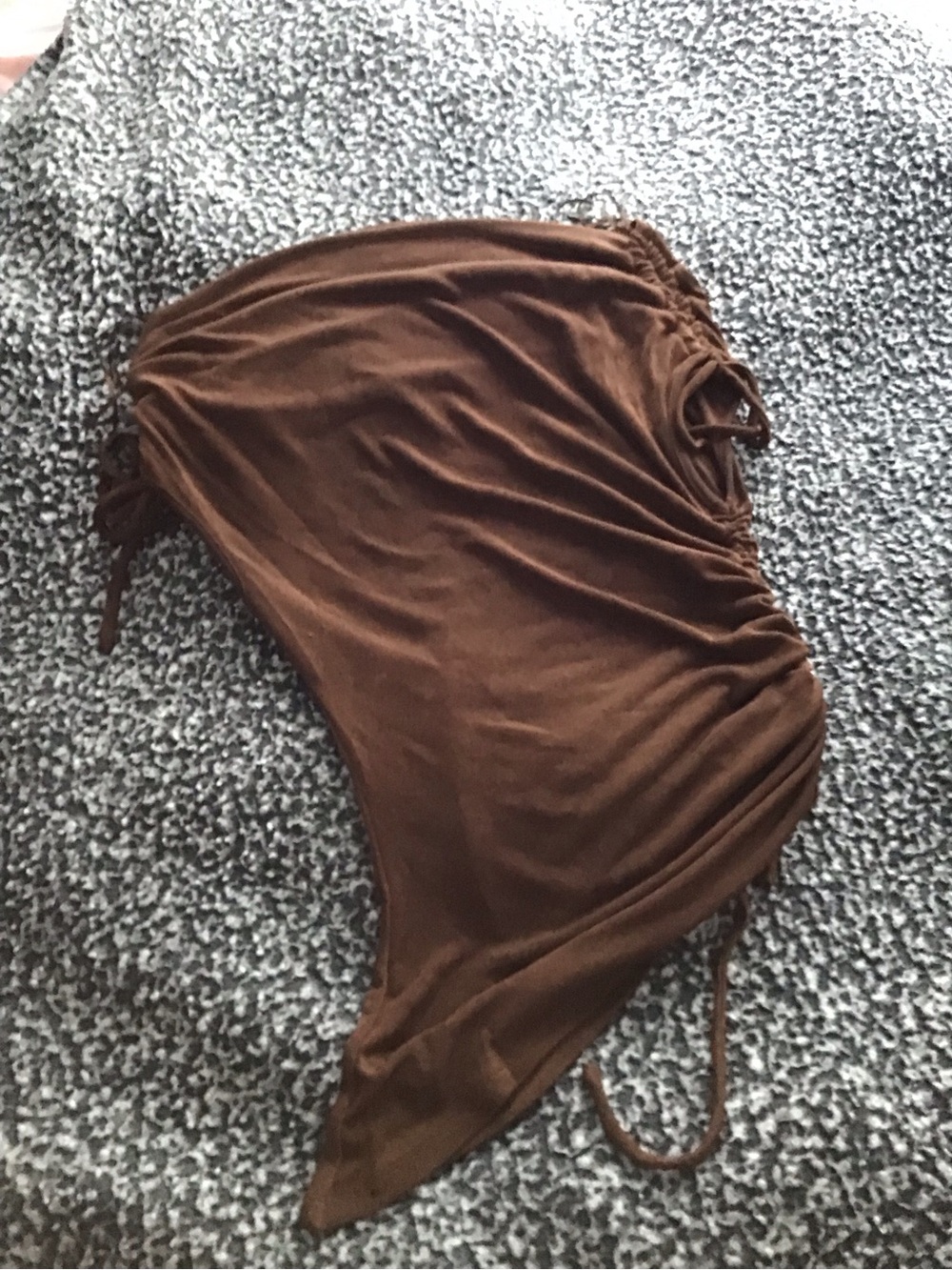 Brown Ruched Women's Off the Shoulder Top